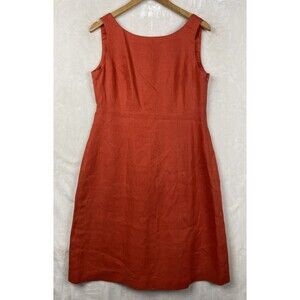 Talbots Dress Womens 8 Orange Pure Irish Linen Back Buttons Work Office Career
